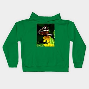 Butterflies - Black Butterfly on Yellow Lantana Kids Hoodie